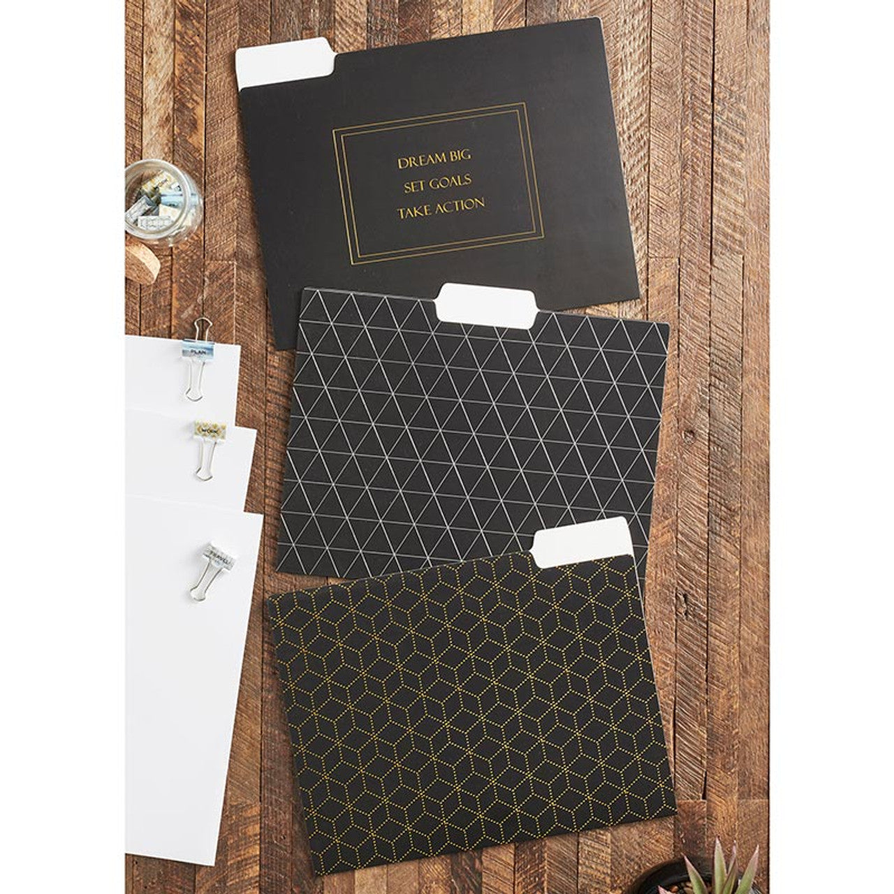 Dream Big File Folder Set in Black | 6 File Folders in Motivational Designs by The Bullish Store