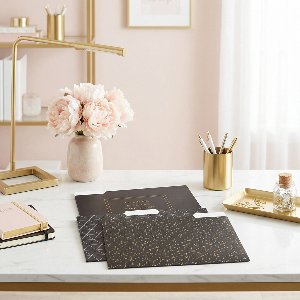 Dream Big File Folder Set in Black | 6 File Folders in Motivational Designs by The Bullish Store