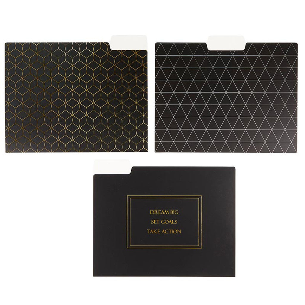 Dream Big File Folder Set in Black | 6 File Folders in Motivational Designs by The Bullish Store