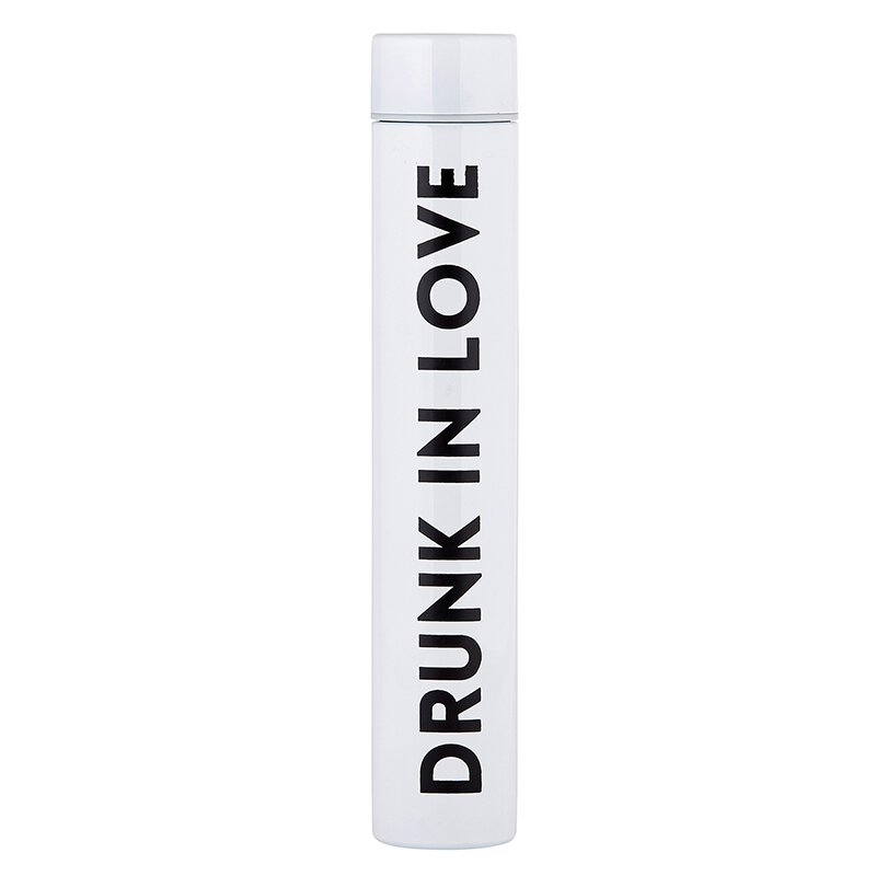 Drunk In Love Flask Bottle in White | Stainless Steel Double Wall Insulated Tumbler | 8oz by The Bullish Store