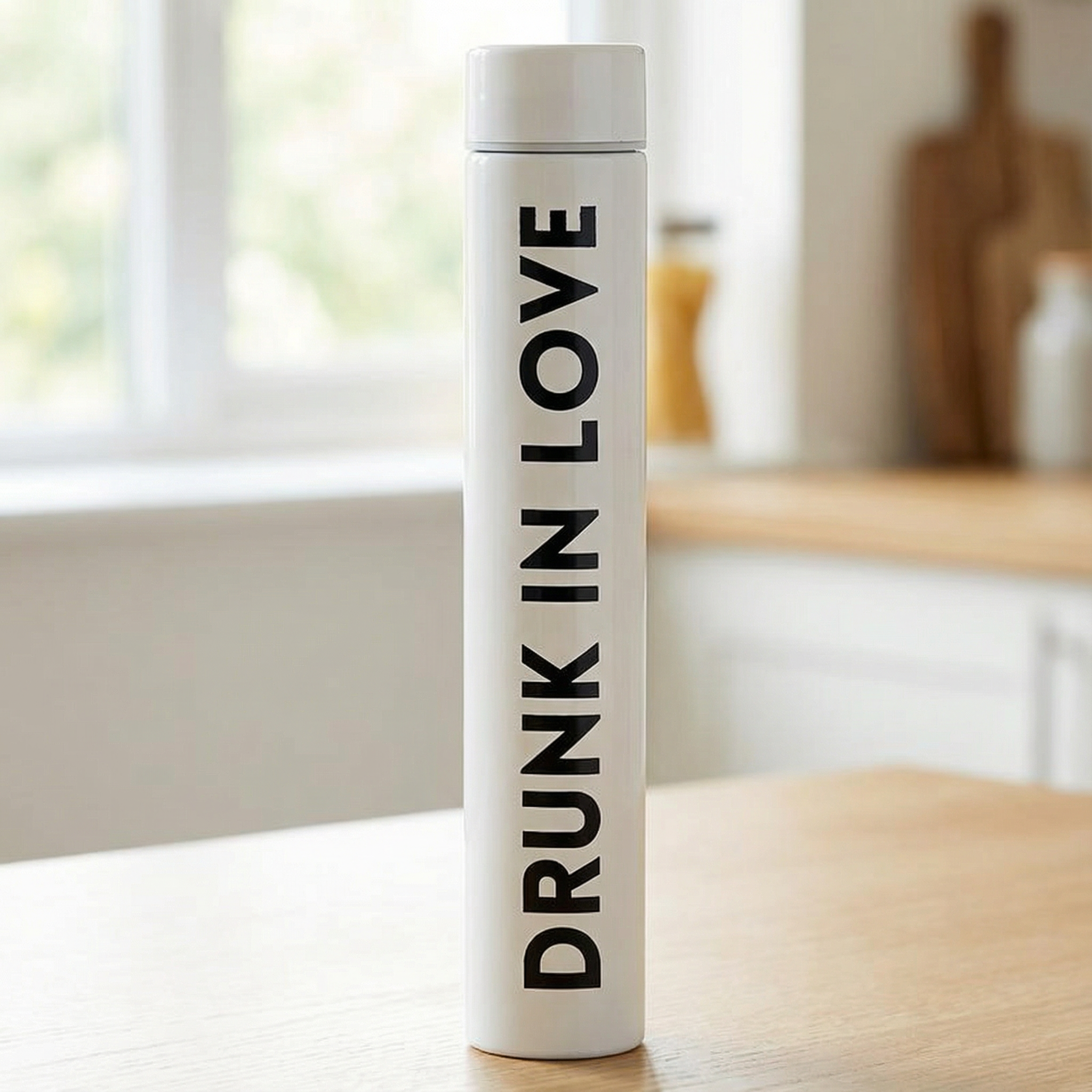 Drunk In Love Flask Bottle in White | Stainless Steel Double Wall Insulated Tumbler | 8oz by The Bullish Store