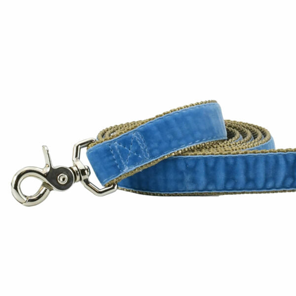 Dusty Blue Swiss Velvet Leash by 2 Hounds Design