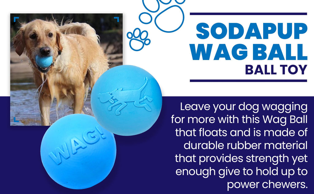 Wag Ball Rubber Dog Chew Toy for Heavy Chewers | Floating Fetch Toy | USA Made by SodaPup/True Dogs, LLC