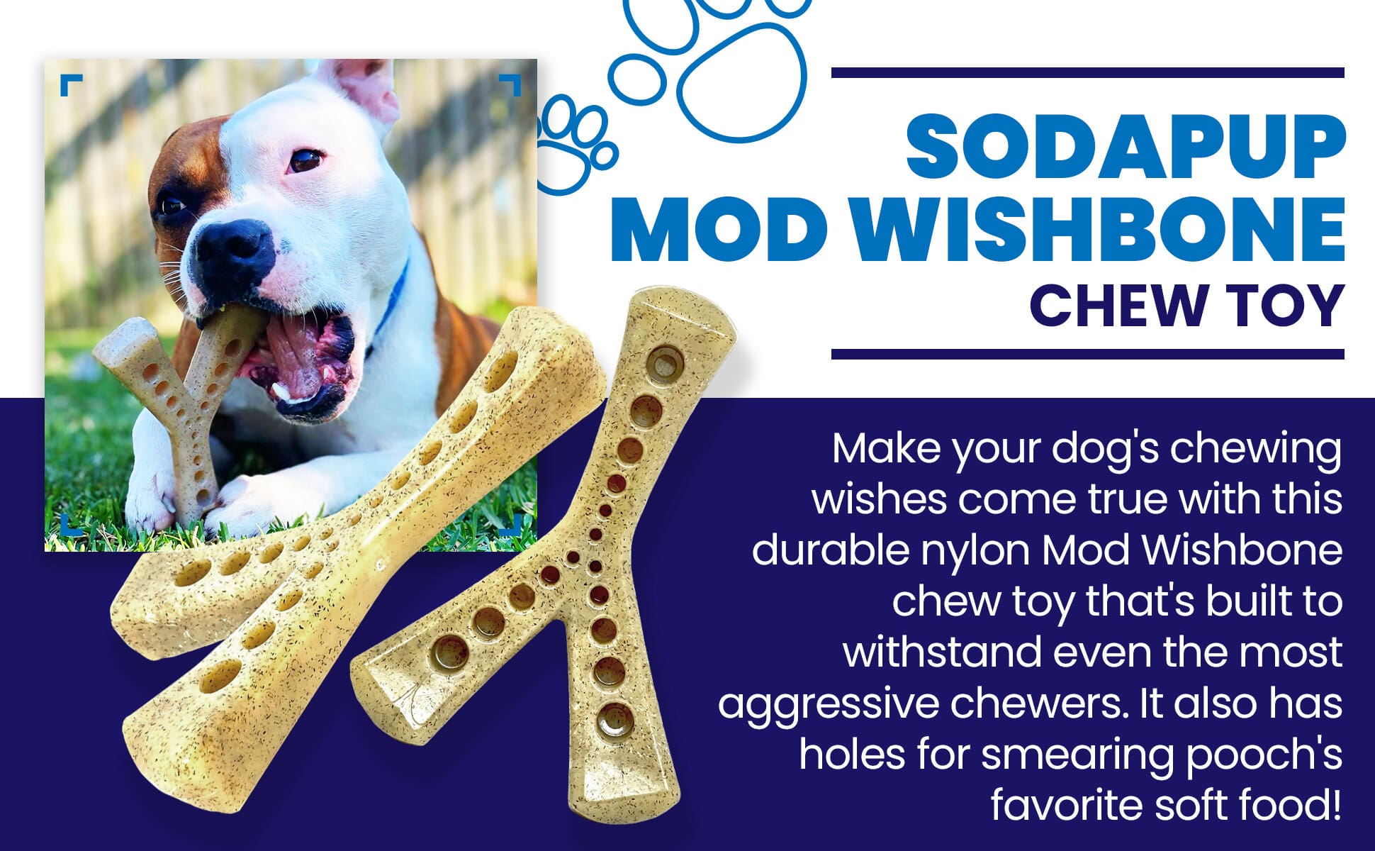 MOD Wishbone Nylon Dog Chew Toy for Aggressive Chewers | USA Made by SodaPup/True Dogs, LLC
