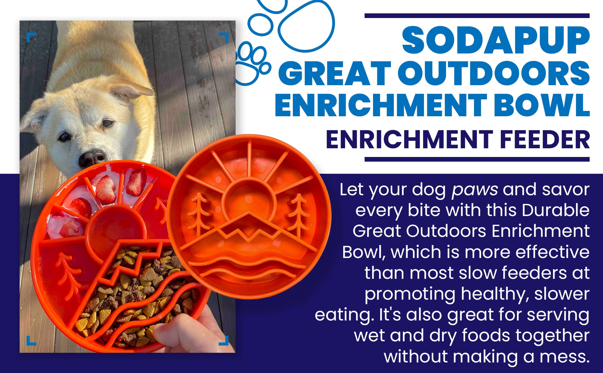 Great Outdoors eBowl - Slow Feeder Dog Bowl & Enrichment | USA Made by SodaPup/True Dogs, LLC