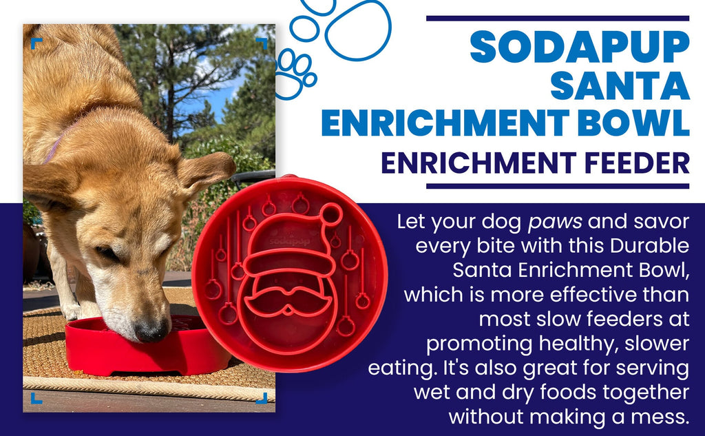 Santa Christmas eBowl Deep Slow Feeder Dog Bowl for Enrichment | USA Made by SodaPup/True Dogs, LLC