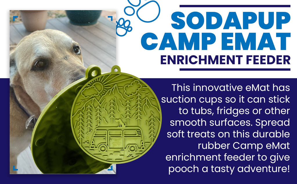 Camp eMat - Enrichment Lick Mat For Dogs and Cats - with Suction Cups | Retro Van Design | USA Made by SodaPup/True Dogs, LLC