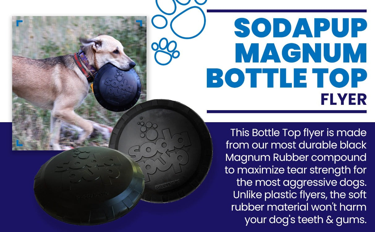 Magnum Bottle Top Flyer Rubber Frisbee for Heavy Chewers | Large | USA Made by SodaPup/True Dogs, LLC