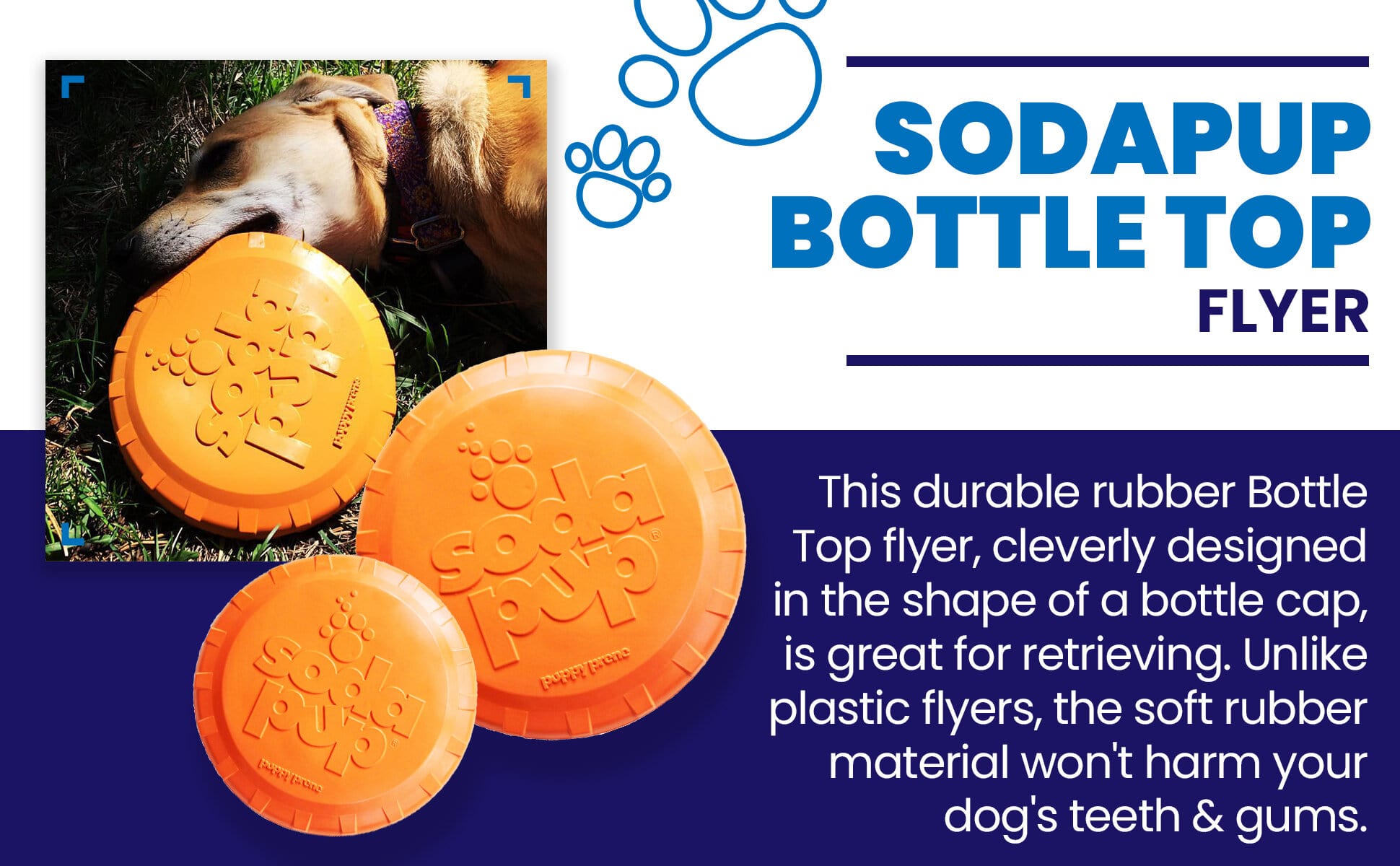 Bottle Top Flyer Rubber Frisbee for Dogs | Orange | Vet Approved | USA Made