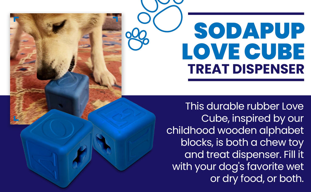 Love Cube eDispenser - Durable Rubber Chew Toy & Treat Dispenser | USA Made by SodaPup/True Dogs, LLC