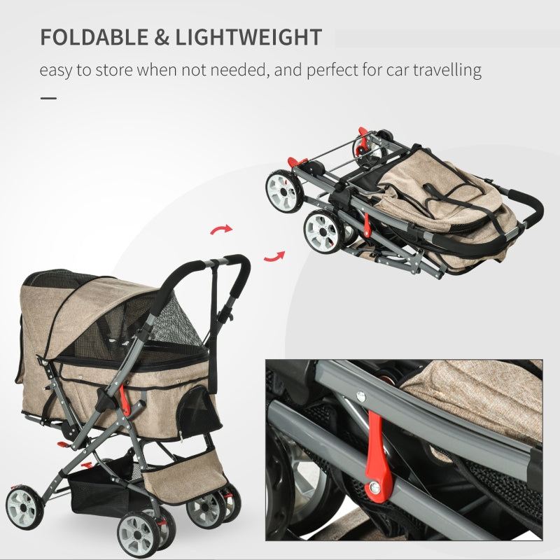 Pet Foldable Travel Carriage Stroller with Reversible Handle by Furr Baby Gifts