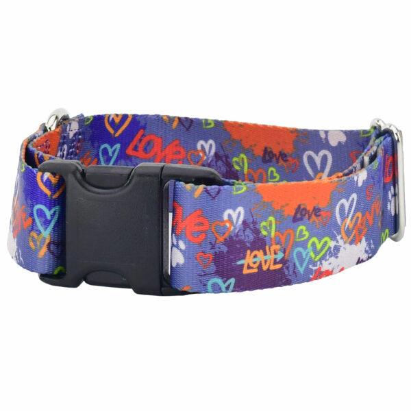 Love Graffiti Blue Dog Collar – EarthStyle by 2 Hounds Design
