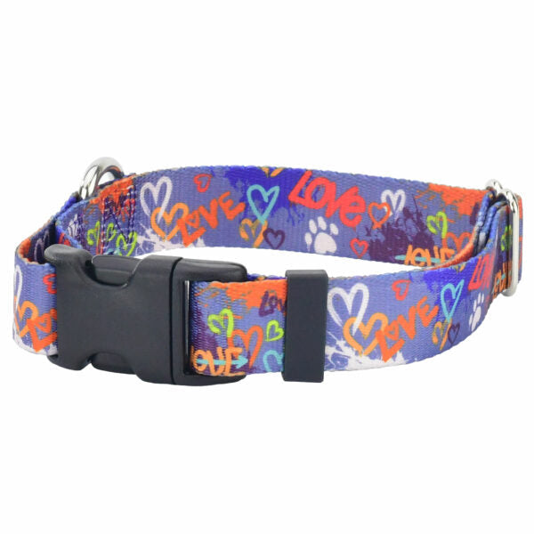 Love Graffiti Blue Dog Collar – EarthStyle by 2 Hounds Design