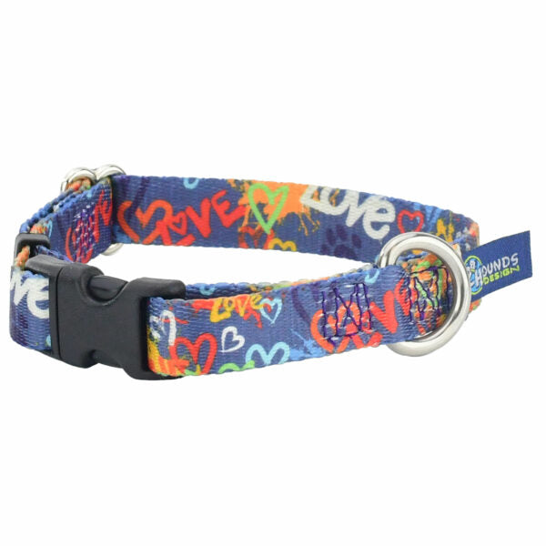 Love Graffiti Blue Dog Collar – EarthStyle by 2 Hounds Design