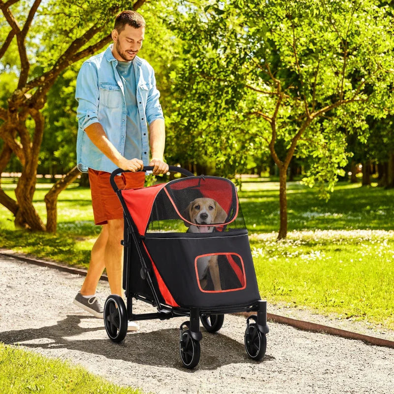 One-Click Foldable Stroller for Large Medium Small Dogs, Pet, Cats with Storage by Furr Baby Gifts