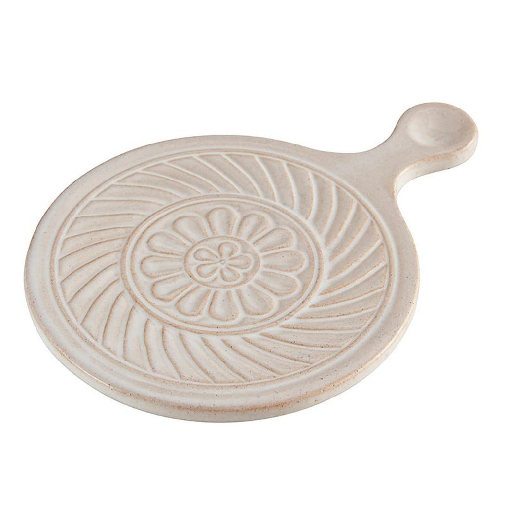 Embossed Mini Stoneware Trivet | Rustic Hot Dishes Ceramic Stand | 5" Diameter by The Bullish Store