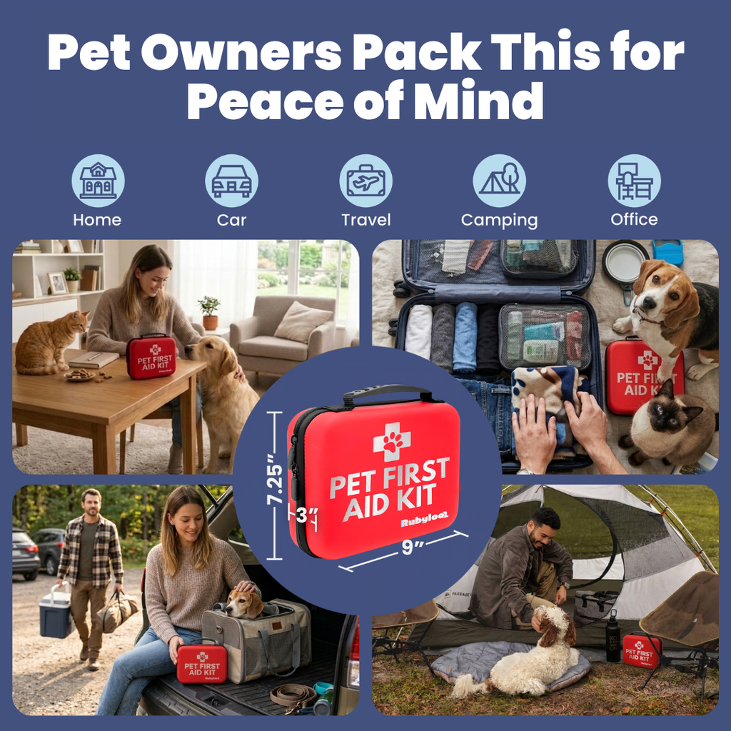 Pet First Aid Kit for Dogs & Cats with Vet-Approved Essentials by Rubyloo