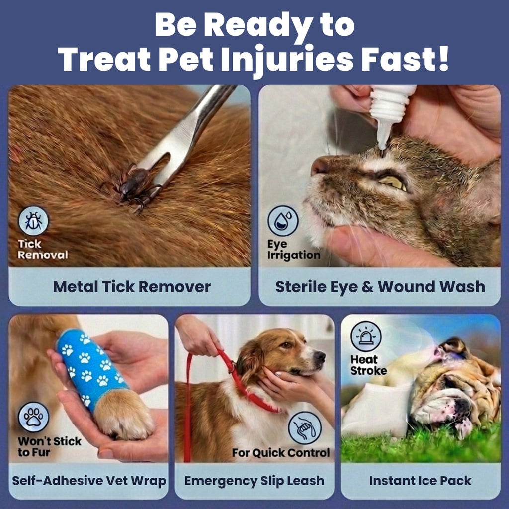 Pet First Aid Kit for Dogs & Cats with Vet-Approved Essentials by Rubyloo