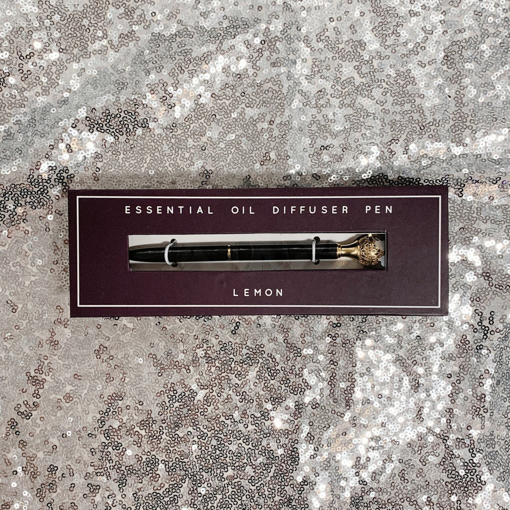 Essential Oil Diffuser Pen in Lemon | Includes 1 ml of Essential Oil and 2 Lava Beads | Refillable by The Bullish Store