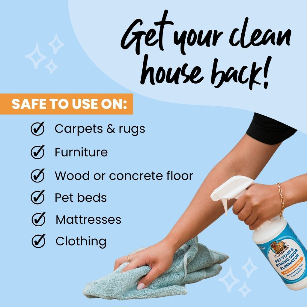 FurryFreshness Pet Stain & Odor Remover 32oz by FurryFreshness Premium Stain and Smell Remover