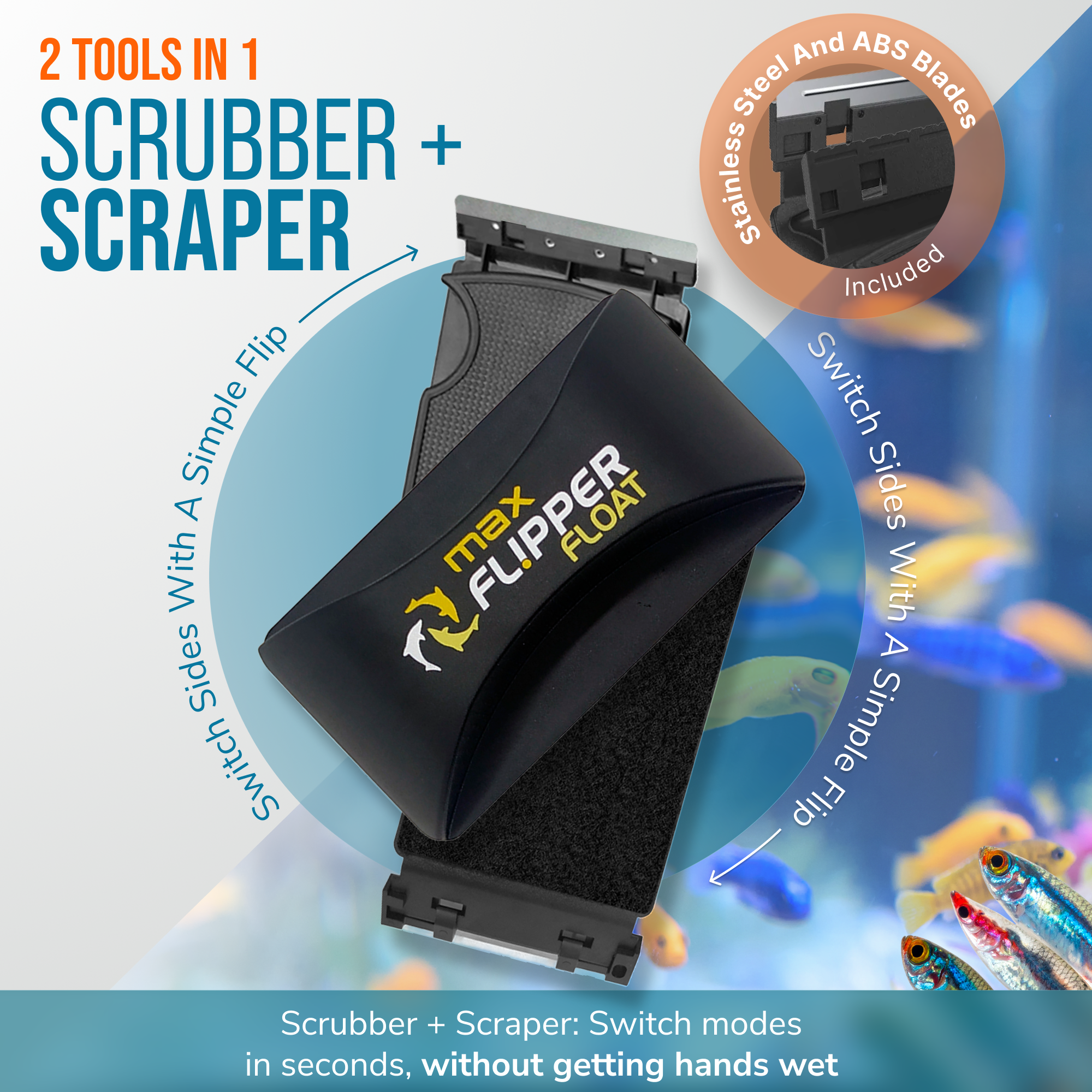Flipper MAX FLOAT 2 in 1 Magnetic Aquarium Algae Cleaner by Flipper Aquarium Products