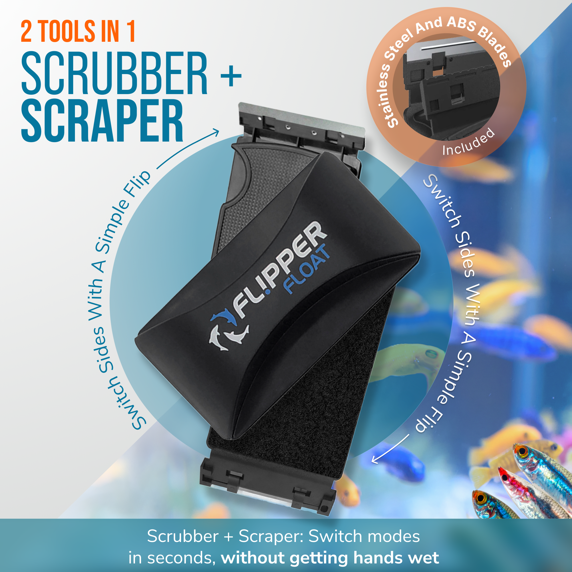 Flipper FLOAT 2 in 1 Magnetic Aquarium Algae Cleaner (Standard) by Flipper Aquarium Products
