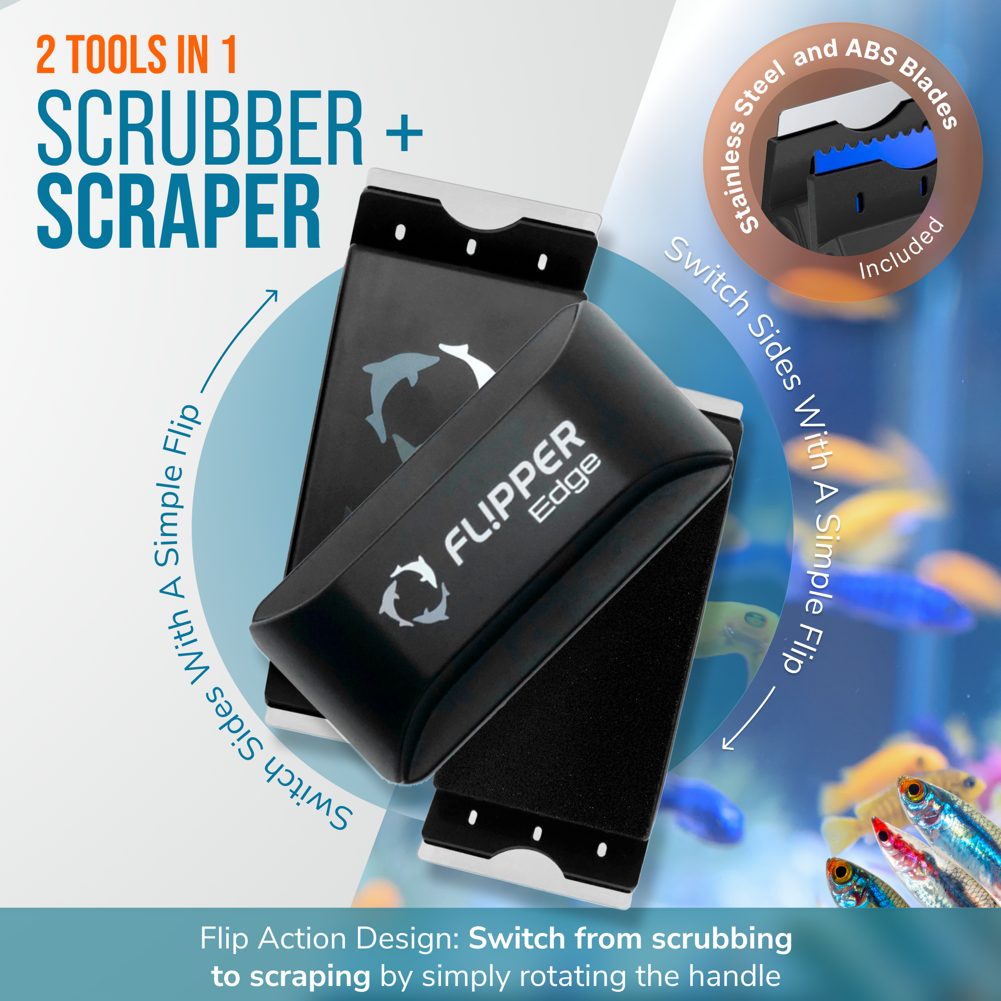 Flipper Edge 2 in 1 Floating Magnetic Aquarium Algae Cleaner (Standard) by Flipper Aquarium Products