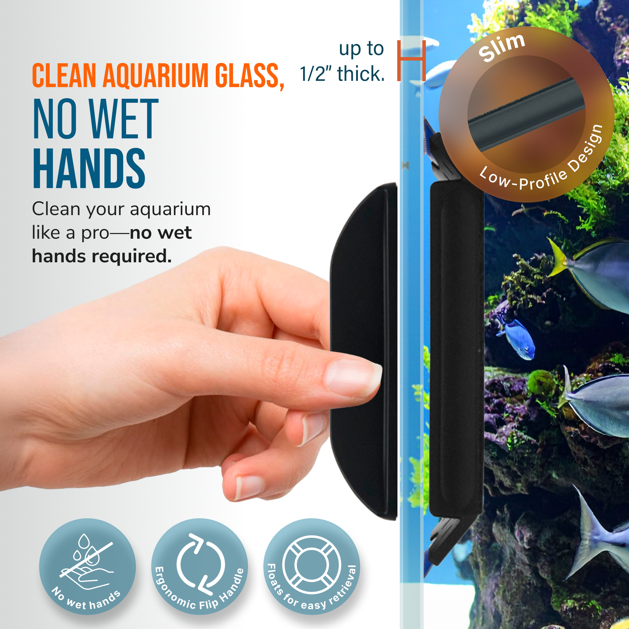 Flipper Edge Limited Edition Clownfish 2 in 1 Floating Magnetic Aquarium Algae Cleaner (STANDARD) by Flipper Aquarium Products