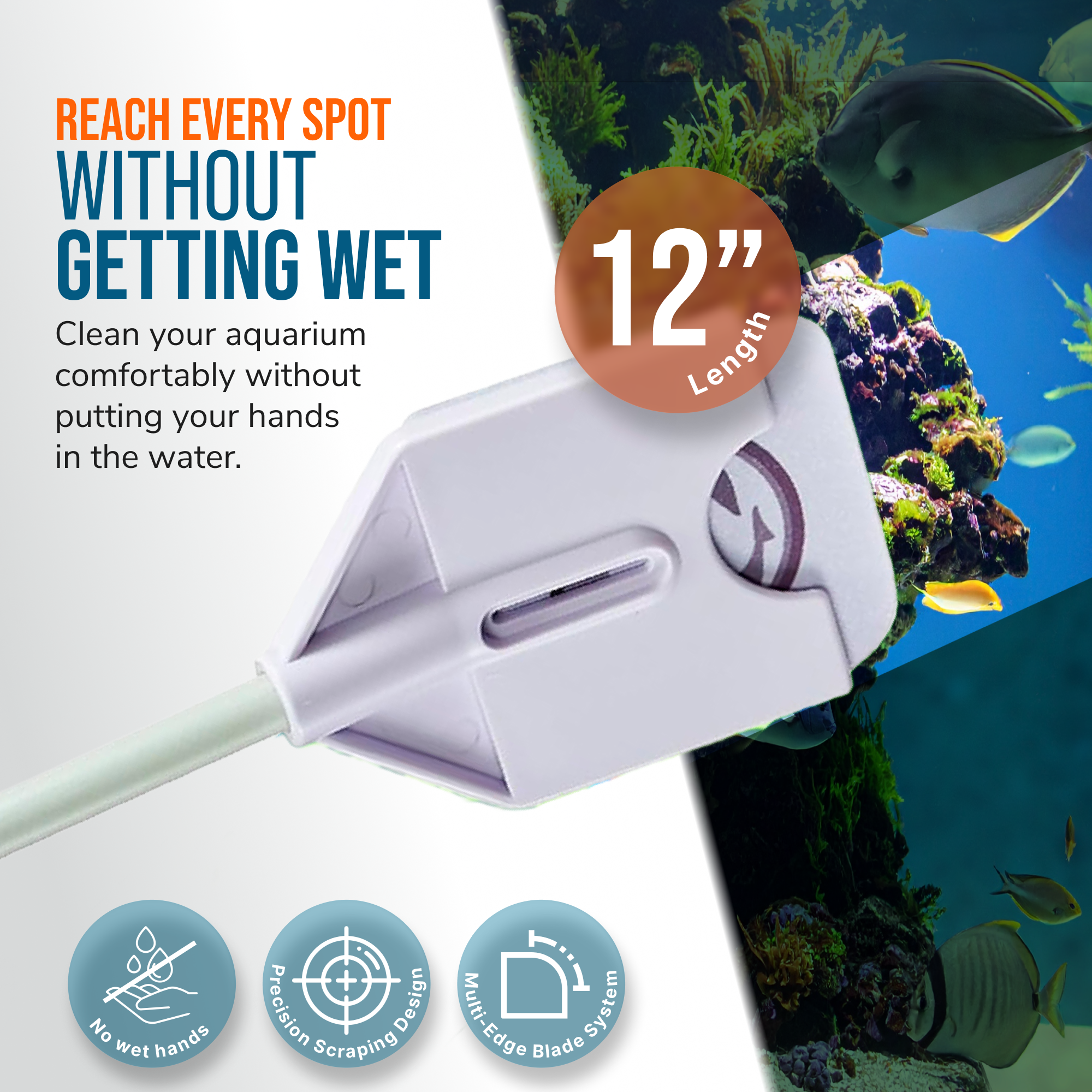 Flipper Platinum NANO Aquarium Algae Scraper 12" by Flipper Aquarium Products