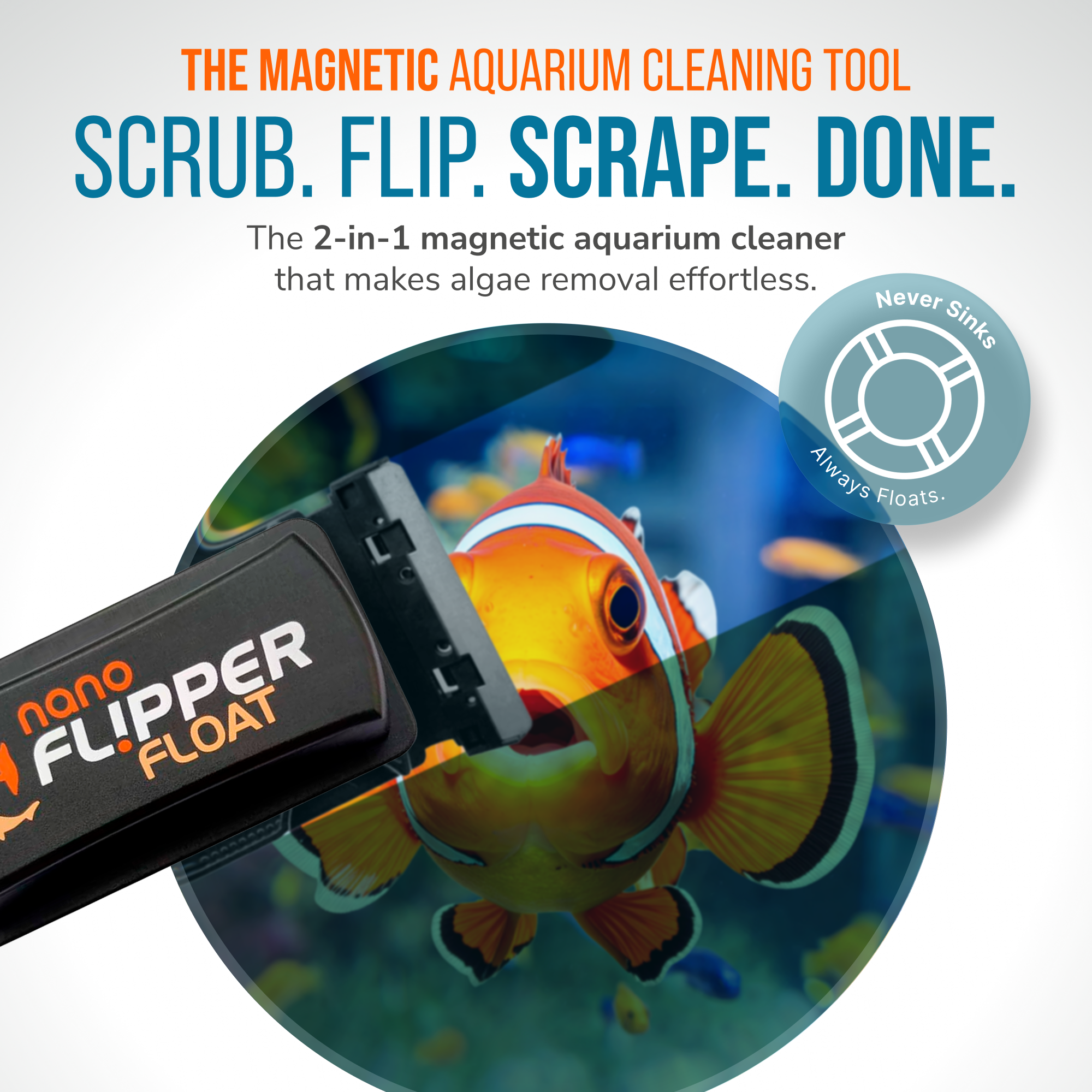 Flipper NANO FLOAT 2 in 1 Magnetic Aquarium Algae Cleaner by Flipper Aquarium Products