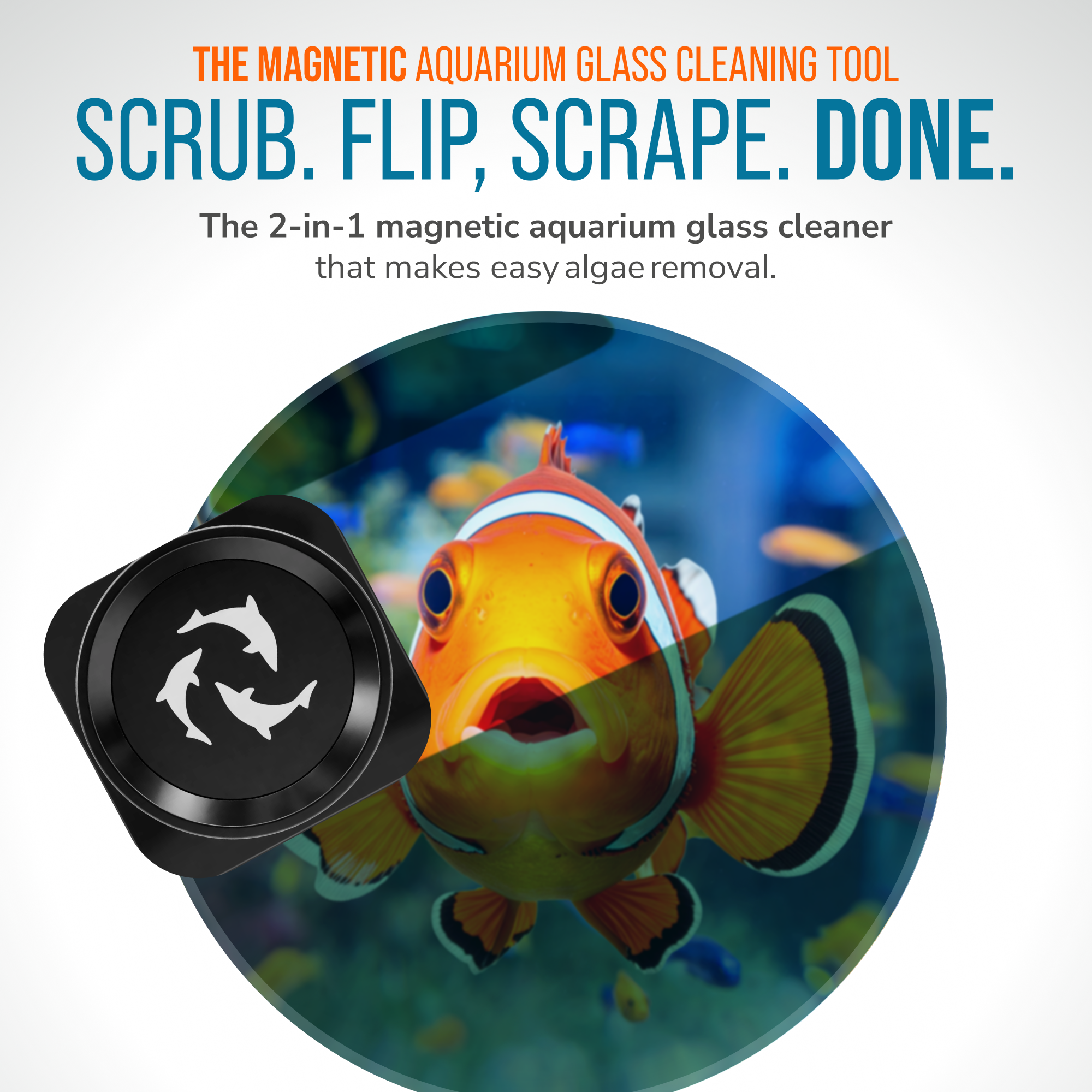 Flipper Pico Black 2-in-1 Aquarium Magnet Cleaner by Flipper Aquarium Products