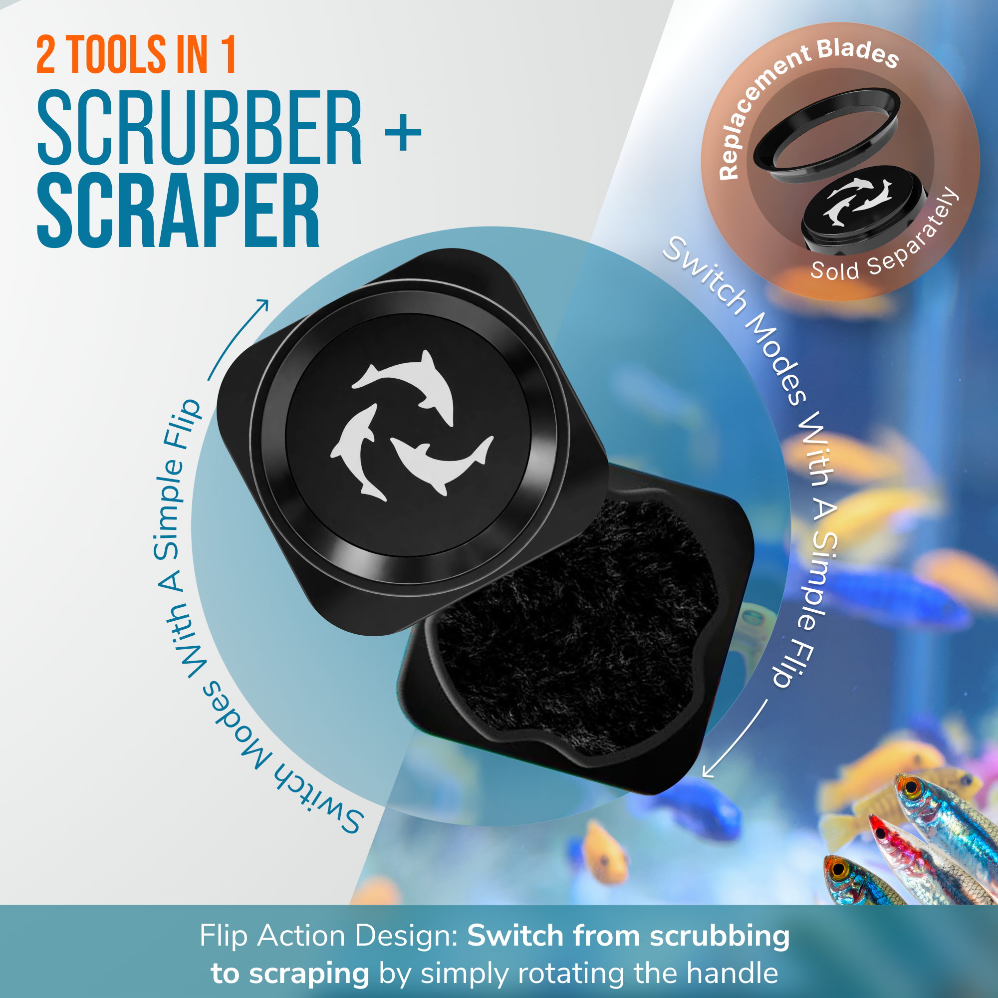 Flipper Pico Black 2-in-1 Aquarium Magnet Cleaner by Flipper Aquarium Products