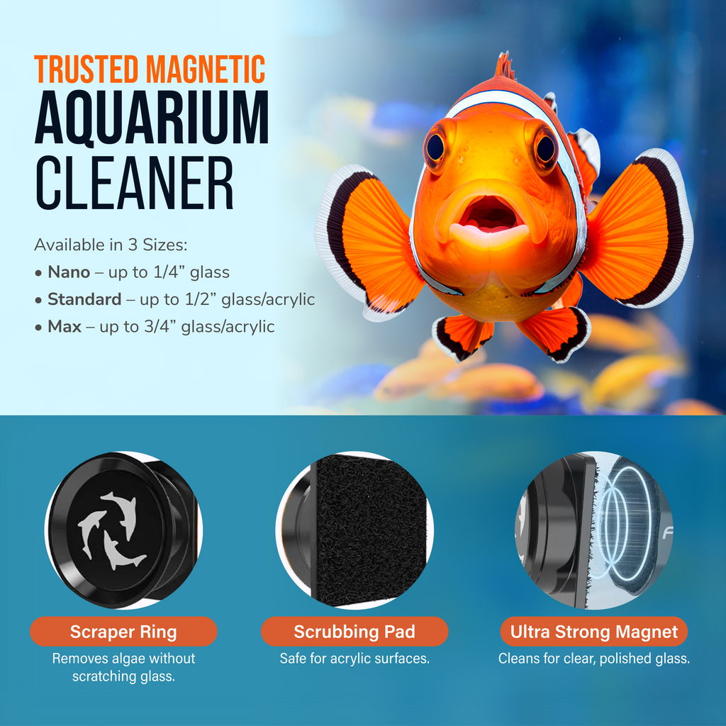 Flipper Pico Black 2-in-1 Aquarium Magnet Cleaner by Flipper Aquarium Products