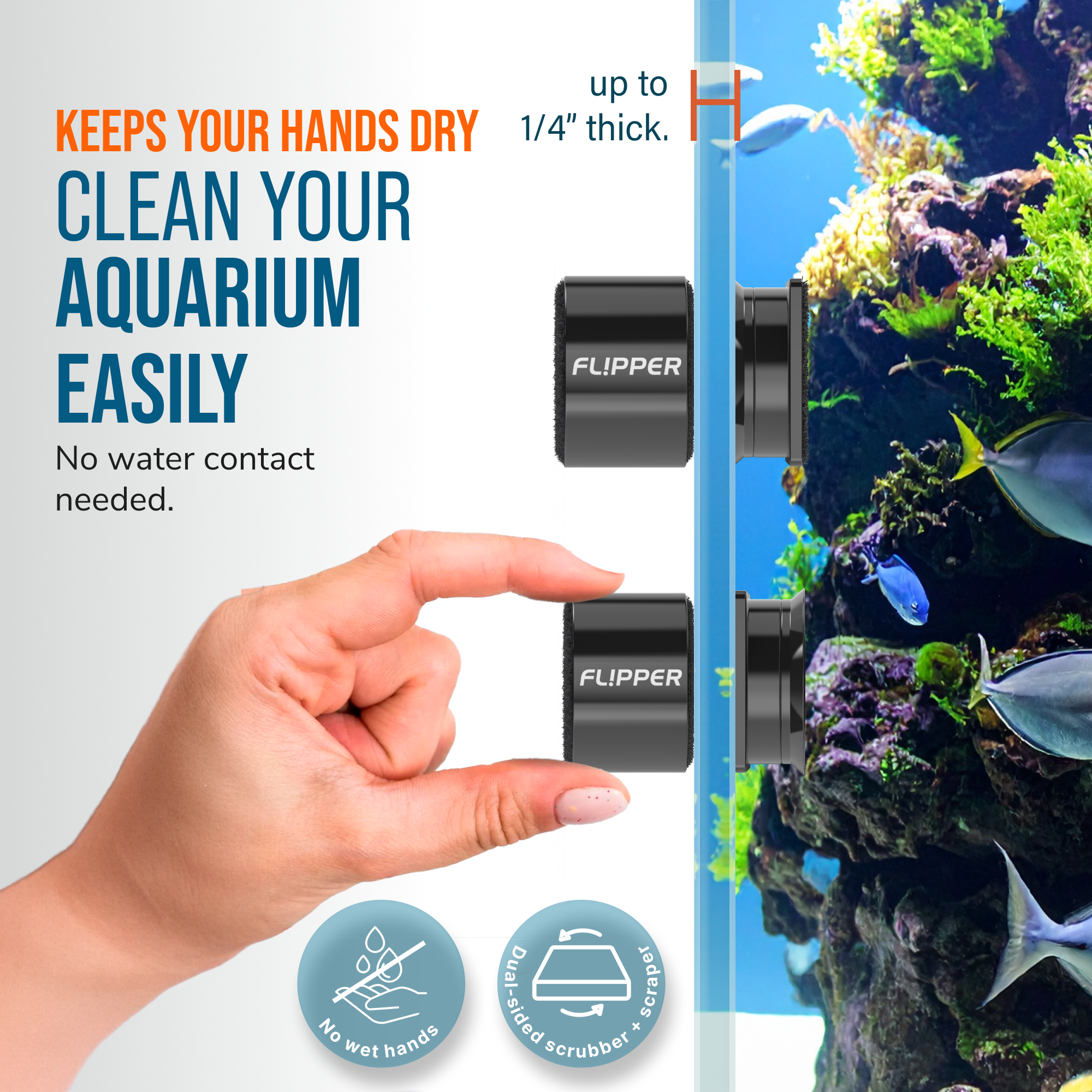Flipper Pico Black 2-in-1 Aquarium Magnet Cleaner by Flipper Aquarium Products