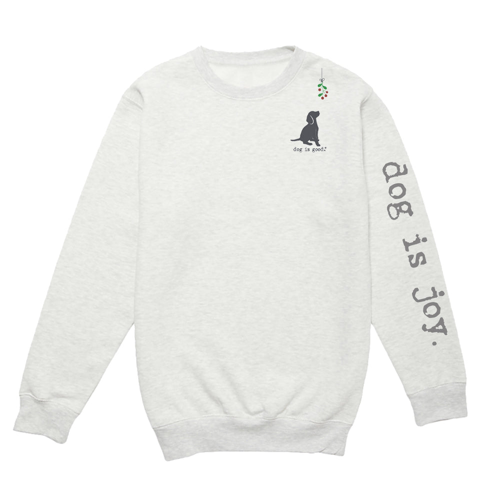 Crew Neck Fleece: Dog is Joy-Mistletoe (Holiday) by Dog is Good
