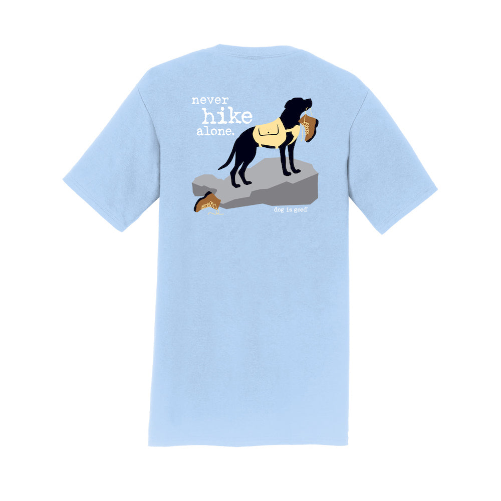 T-shirt: Never Hike Alone (Light Blue)