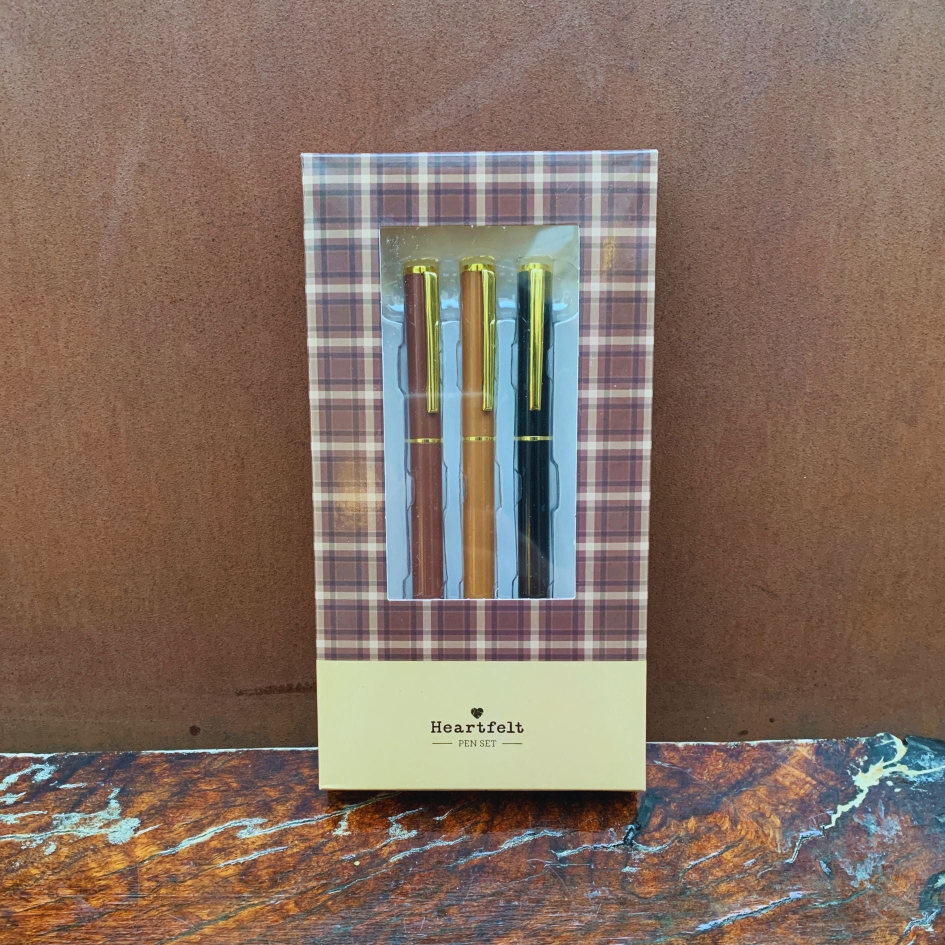 Favorite Memories 3 Piece Pen Set | Father's Day Dad Gift For Him | Set Of 3 Giftable Pens in Plaid Box | Refillable by The Bullish Store