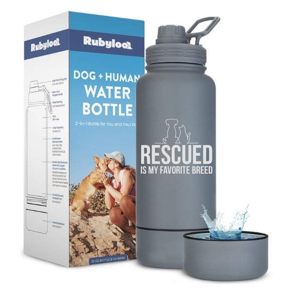 Dog + Human Water Bottle with Detachable Dog Bowl by Rubyloo