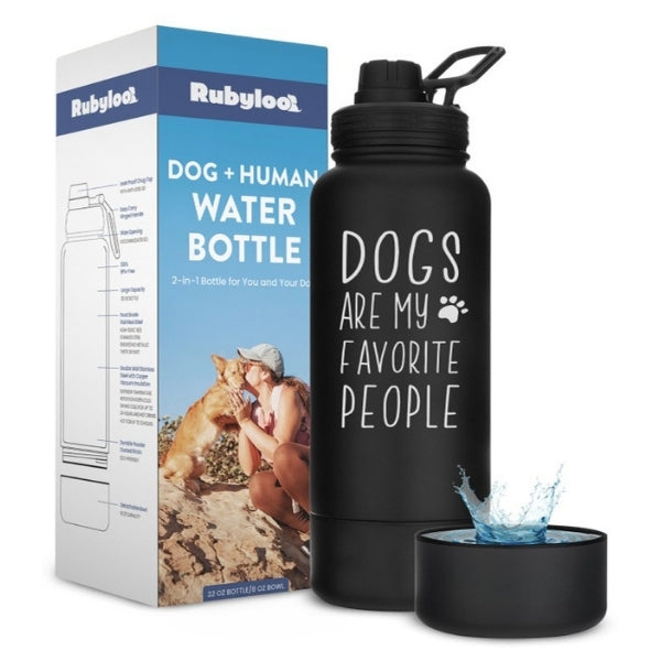 Dog + Human Water Bottle with Detachable Dog Bowl by Rubyloo