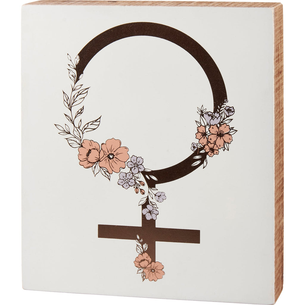 Female Box Sign | Female Gender Symbol Wooden Sign Decor | 7.75" x 9" by The Bullish Store