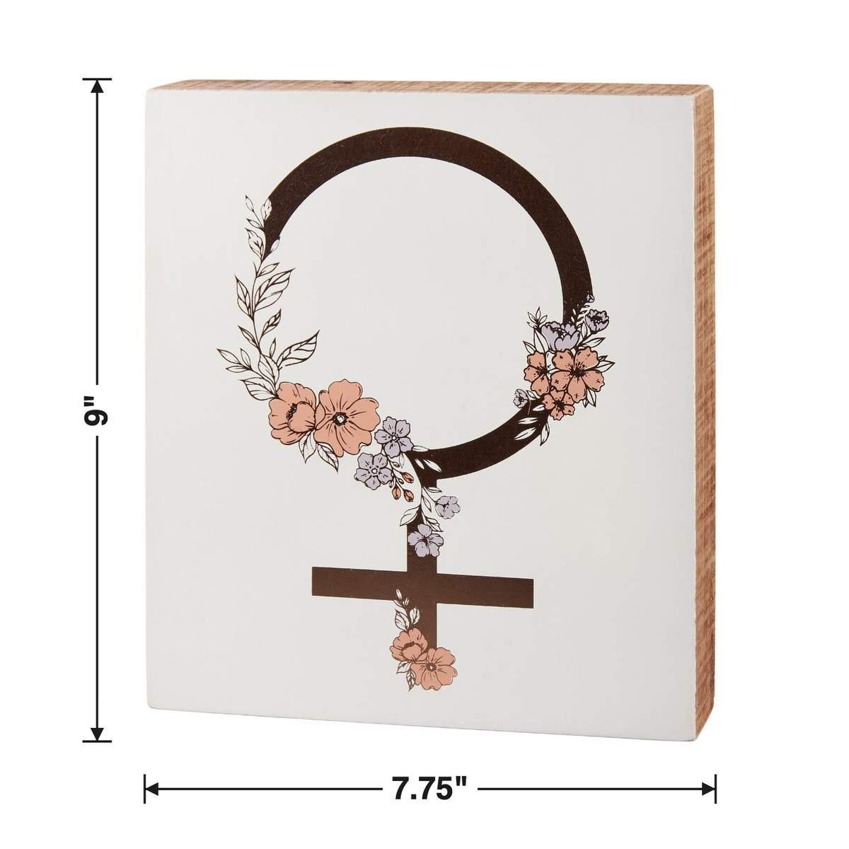 Female Box Sign | Female Gender Symbol Wooden Sign Decor | 7.75" x 9" by The Bullish Store