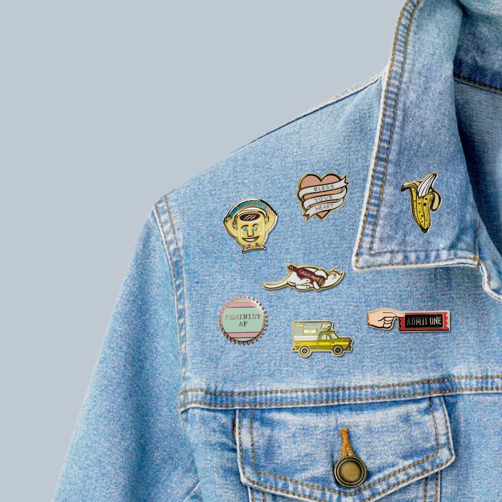Cats and Wine Make Everything Fine Enamel Pin in Purplish Red and Gold by The Bullish Store