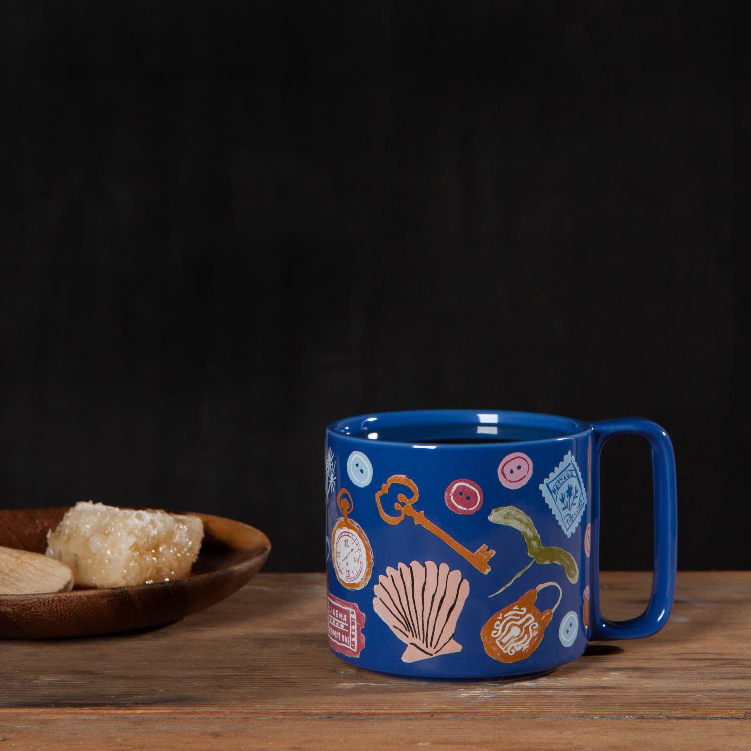 Finders Keepers Ceramic Studio Midi Mug | Cobalt Blue Coffee Tea Cup | 11 oz by The Bullish Store