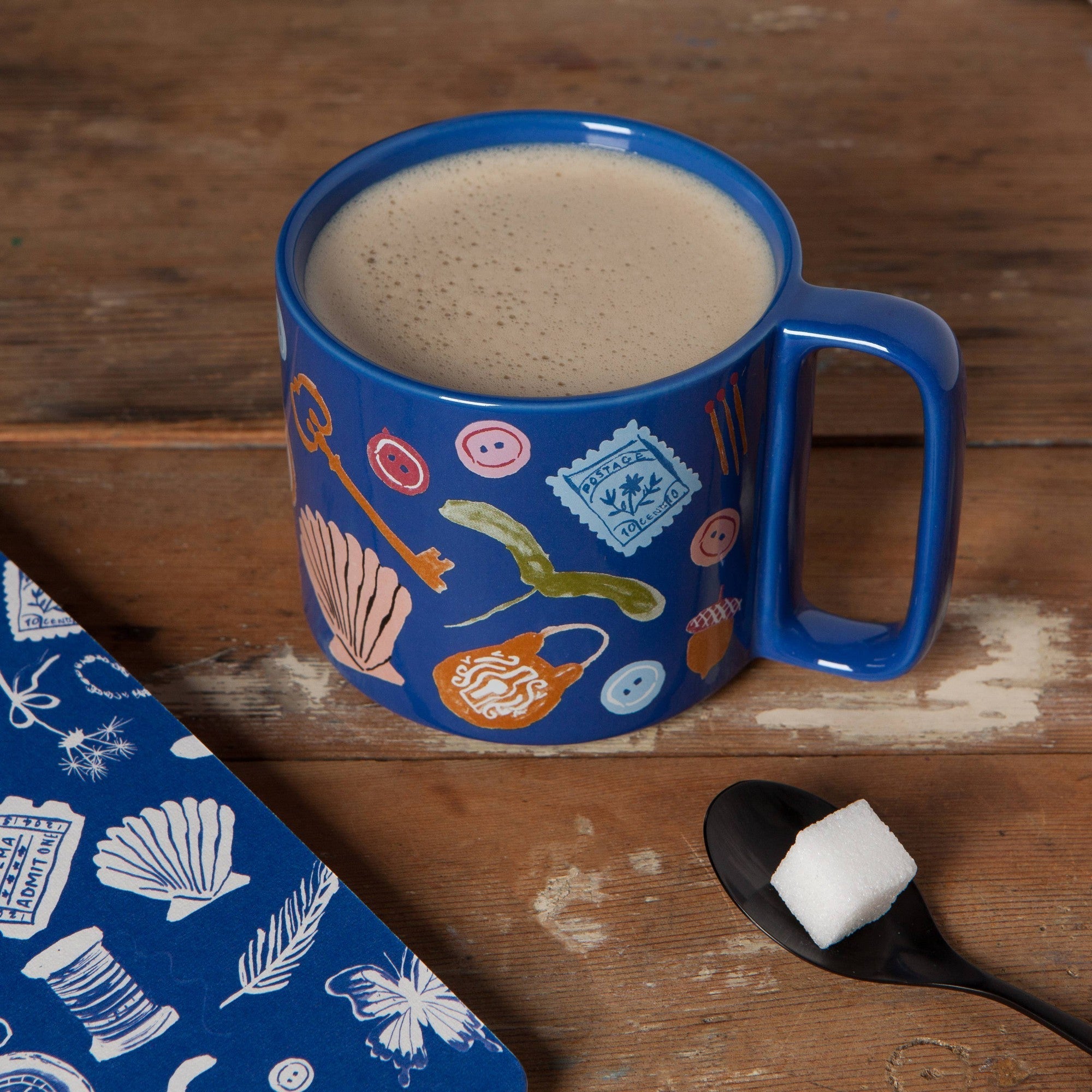 Finders Keepers Ceramic Studio Midi Mug | Cobalt Blue Coffee Tea Cup | 11 oz by The Bullish Store