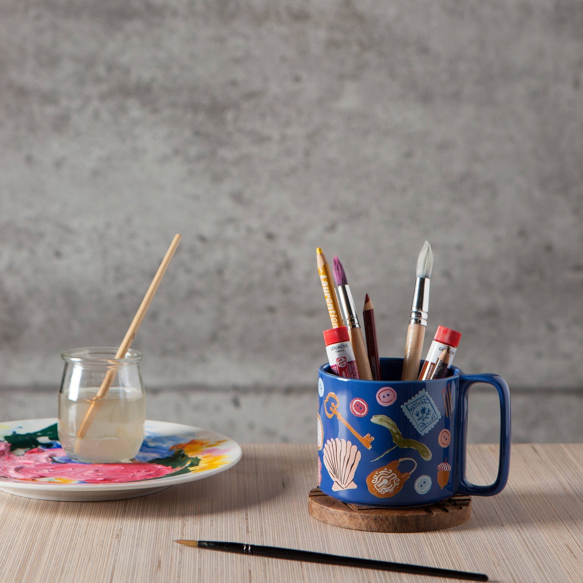 Finders Keepers Ceramic Studio Midi Mug | Cobalt Blue Coffee Tea Cup | 11 oz by The Bullish Store
