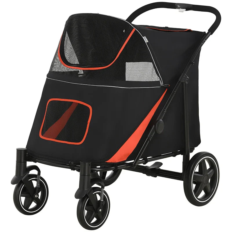 One-Click Foldable Stroller for Large Medium Small Dogs, Pet, Cats with Storage by Furr Baby Gifts