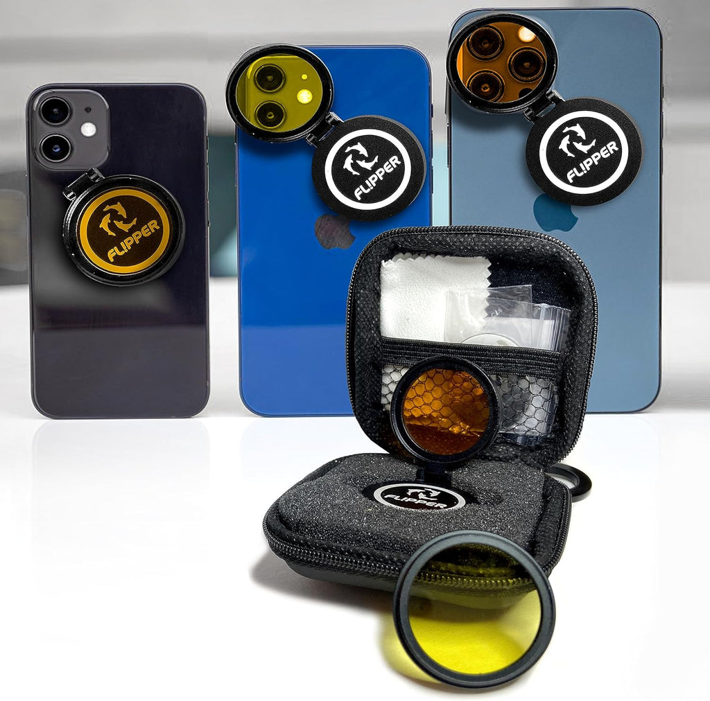 Flipper Flip-Kick Phone Filter Aquarium Reef Lens with Orange and Yellow Lenses by Flipper Aquarium Products