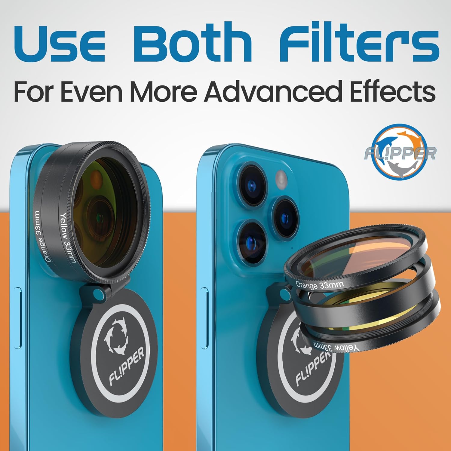 Flipper Flip-Kick Phone Filter Aquarium Reef Lens with Orange and Yellow Lenses by Flipper Aquarium Products