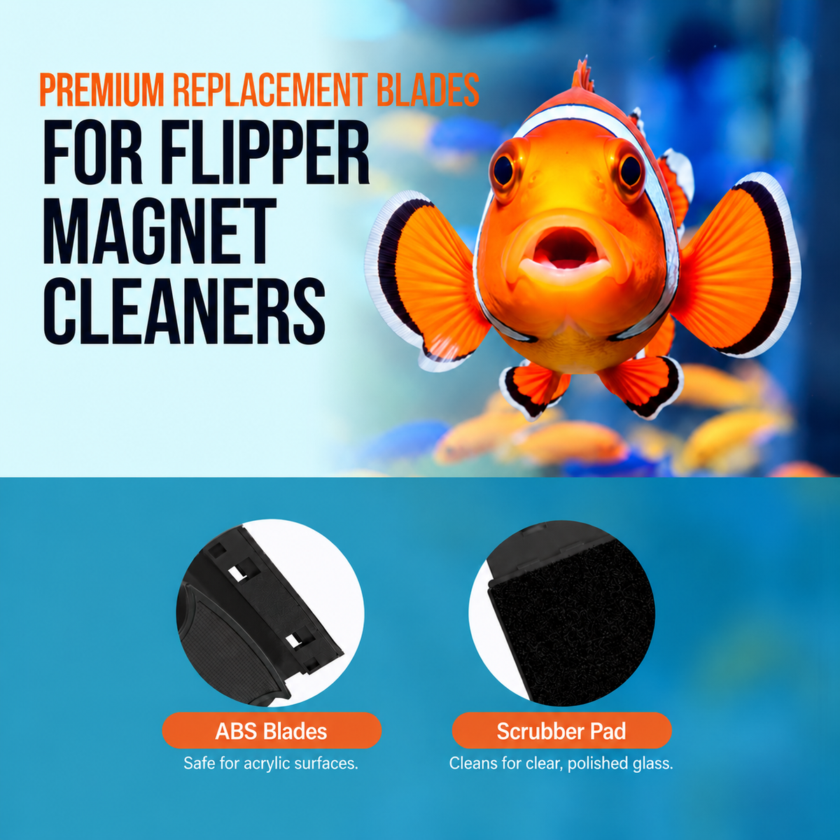 Flipper MAX ABS Replacement Blades Straight Edge 5 Pack - Acrylic Tanks by Flipper Aquarium Products