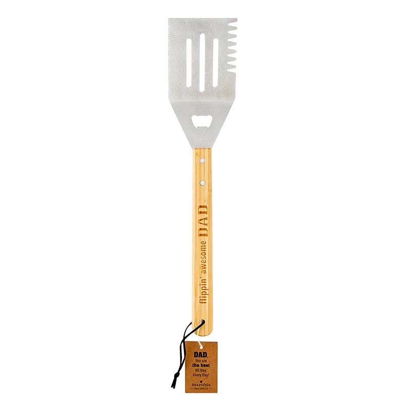 Flippin' Awesome Dad Grill Spatula | Bamboo Handle BBQ Grilling Tool Turner | Father's Day Gift by The Bullish Store